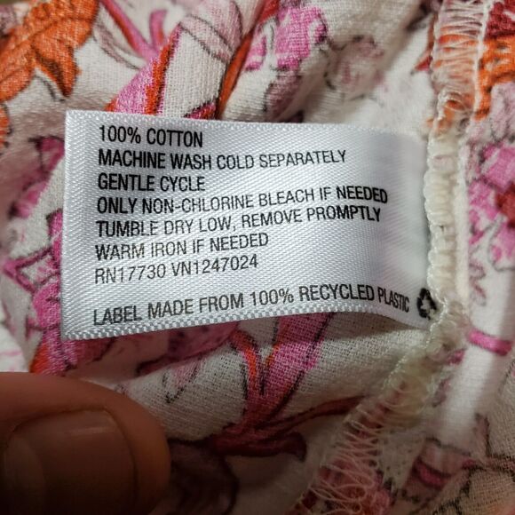 Knox Rose Top Women's XXL Floral Multicolor Print Tie Front Peasant Smocked NWT - Picture 9 of 10